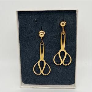 New in Box Monticello Scissors Earrings 24K Gold Plated on Solid Brass